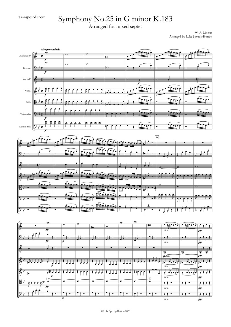 Mozart - Symphony No 25 Mov I (reduction for septet)